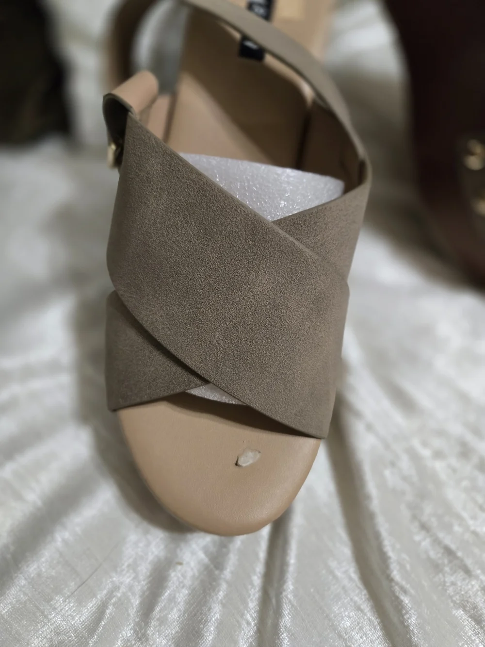 Wedge Slide Sandals in Taupe By Parker & Sky Size 8 NWOB!